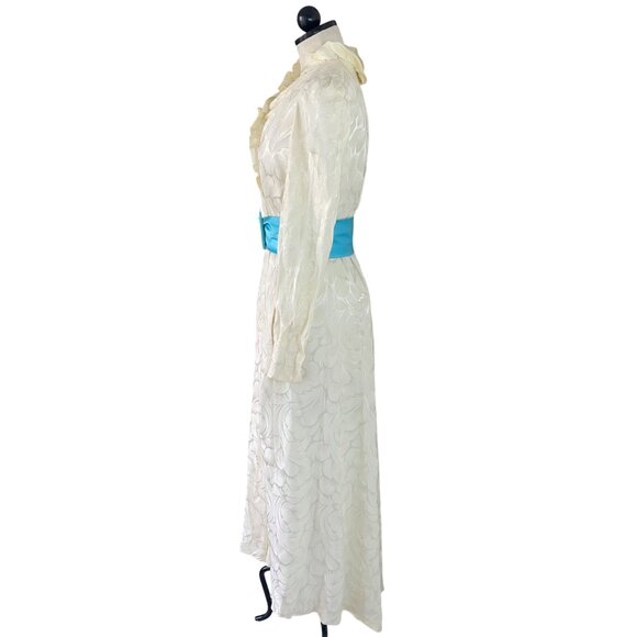 Lucie Ann Beverly Hills Vintage Womens Dressing Robe Size Medium Cream Pockets - Picture 11 of 13